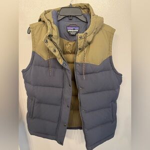 Patagonia Olive and Navy Hooded Vest